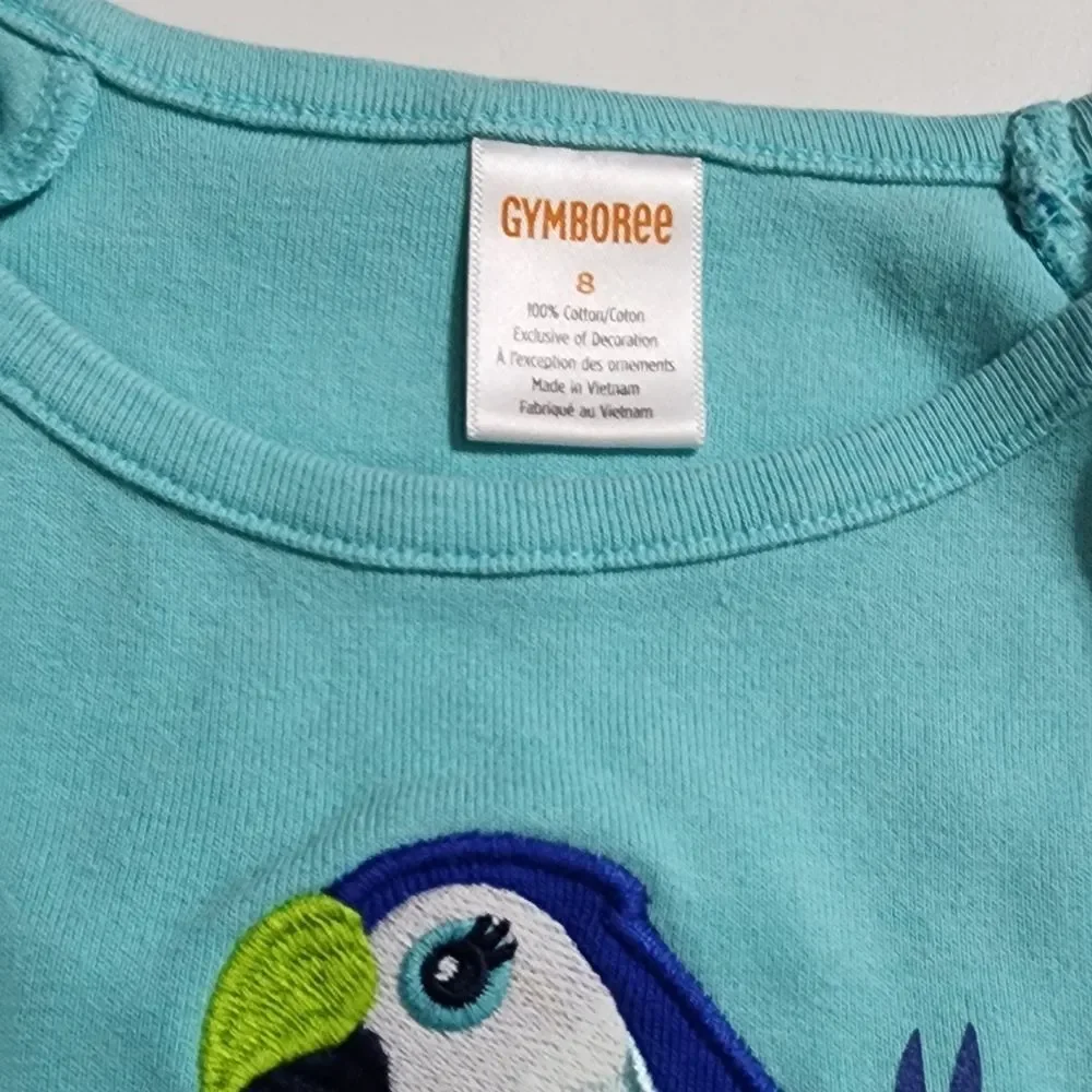 Girls Gymboree Blue & White Fun Ocean Jungle Wildlife 4 Piece Outfit Set Size 8